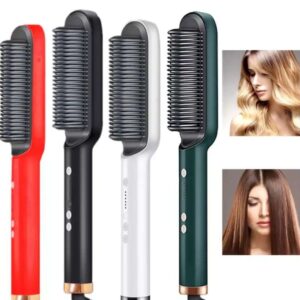 Hqt-909b Electric Hair Straightening & Curling Comb/brush – Dual-purpose Professional Hair Styler, Non-damaging Splint, | 2 In 1 Hair Straightener |